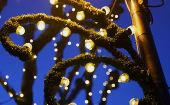 Fotocredit: Oliver Gewald, Kresse & Discher. Die Weihnachtsdeko erstrahlt in der Dunkelheit.